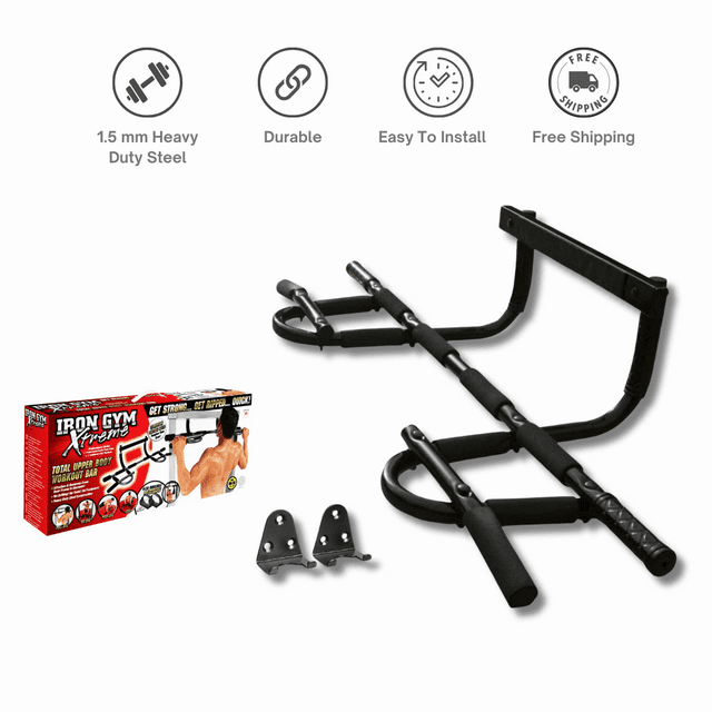 Iron Bar Pull-Up Bar , Gym Extreme Doorway Pullup Bar Home Gym Chin Up Bar Portable with AB Training Straps Heavy Duty Full Body Workout