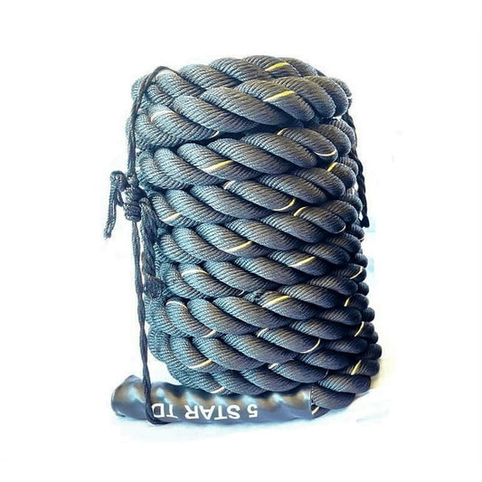 30 ft Battle Rope by Iron Bar Heavy Duty Exercise Rope Poly Dacron Conditioning Rope Black/Yellow