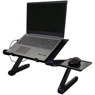 Adjustable Laptop Cooling Stand, Ergonomic Lap Desk Bed Couch Table, Laptop Stand Computer, Portable Laptop Workstation Notebook Stand Reading Holder, USB Fan, Mouse Pad, Riser Desk Table TV Bed Tray