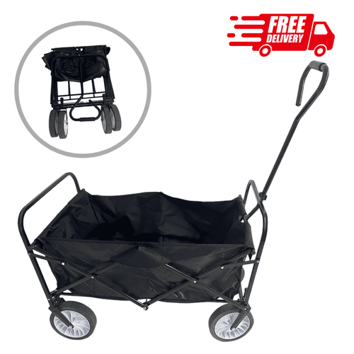 Foldable Wagon Cart, Collapsible with Large Wheels - Easy Beach, Garden, Camping, Shopping - Effortless Adventures
