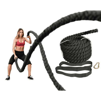 Iron Bar 30 FT Battle Rope Heavy Duty Workout Rope for Adults and Youth Training BLACK