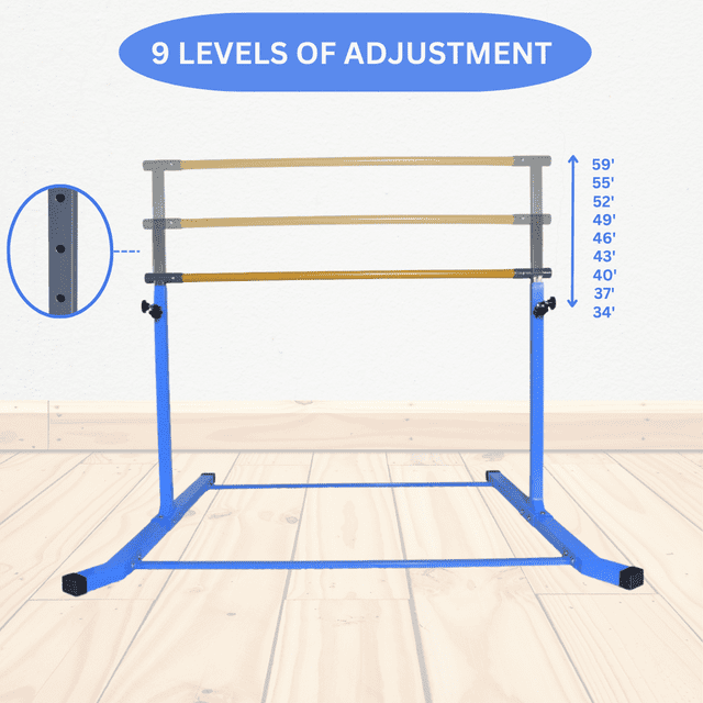Iron Bar Gymnastics Bar for Home - Height Adjustable 5 FT Professional Gymnastics Bar with Curved Base Kip Bar Athletic Bar
