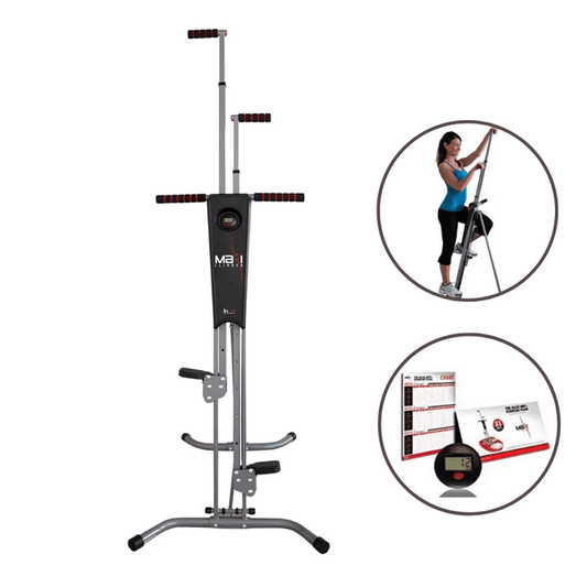 Maxi Climber: Full Body Vertical Climbing Fitness Step Machine with Adjustable Settings, Ideal for Home Gym Cardio and Strength Workouts, Includes Step Monitoring Display