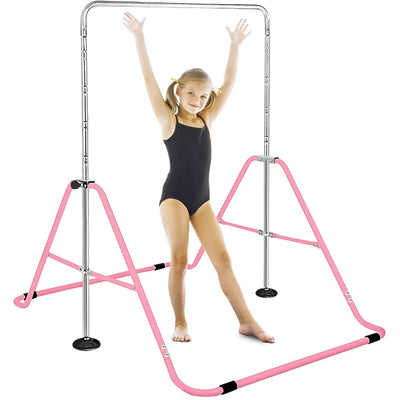 Pink Foldable Adjustable Kids Gymnastics Parallel Bar for Fun and Fitness
