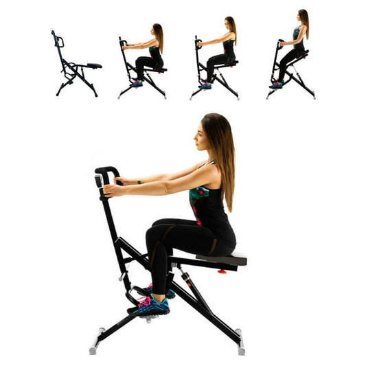 Power Rider Total Crunch Abdominal AB Core Fitness Upright Squat Glutes Exercise Home Gym Workout Machine Full Body Core Training Fitness System 12 Hydraulic Adjustable Levels Cardio Strength Training