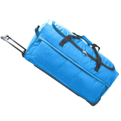 X Factor Blue Rolling Duffel Bag 28" Large, Multi-Pocket Travel Duffle with Wheels, Drop Bottom Heavy-Duty Luggage, Lightweight Collapsible Telescoping Handle