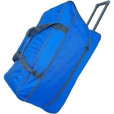 X Factor Rolling Duffel Bag Blue Large 28 Inch with Multi-Pockets, Travel Duffle Bag with Rolling Wheels Drop Bottom Heavy-Duty Luggage, Upright Lightweight Travel Gear Collapsible Telescoping Handle
